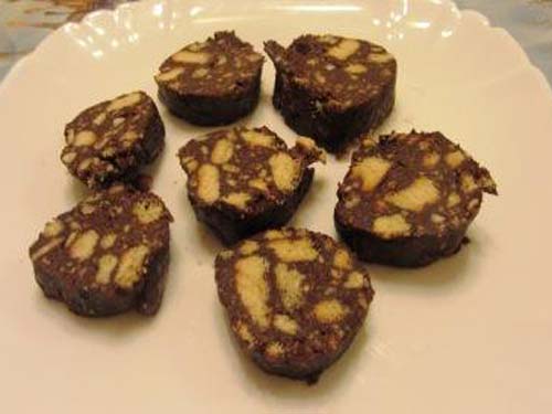Рецепт шоколадной колбаски из печенья