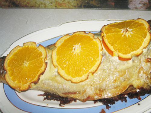 Рыба с грибами и апельсинами